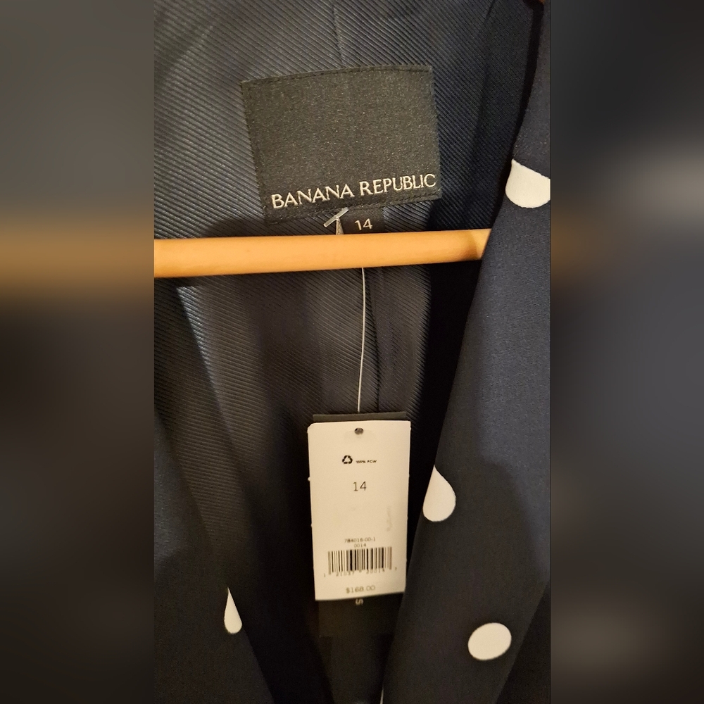 Banana Republic Navy Blue Polka Dot Blazer 14 - Picture 2 of 2